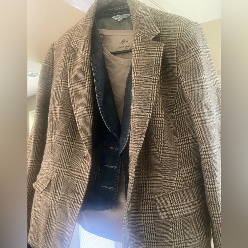 Vintage Covington plaid blazer chocolate/ tan/ gold . Size xl (18)
